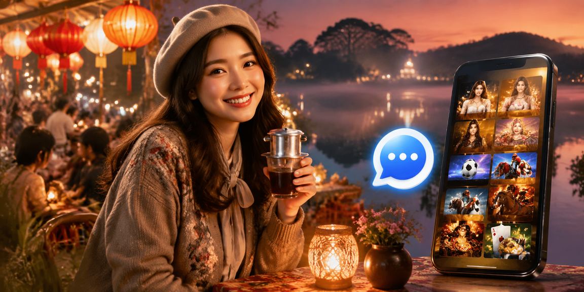 Người chơi tại Đà Lạt mở casino trên điện thoại di động trong không gian cà phê thư giãn buổi tối